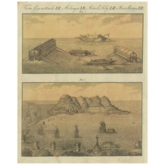 Antique French Floating Batteries Bombarding Gibraltar During the Great Siege, 1782