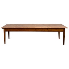 Large french old oak farm table with spindle legs, circa 1930