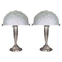 Pair Of Art Deco Table Lamps, Daum Style, (1921-1935)
