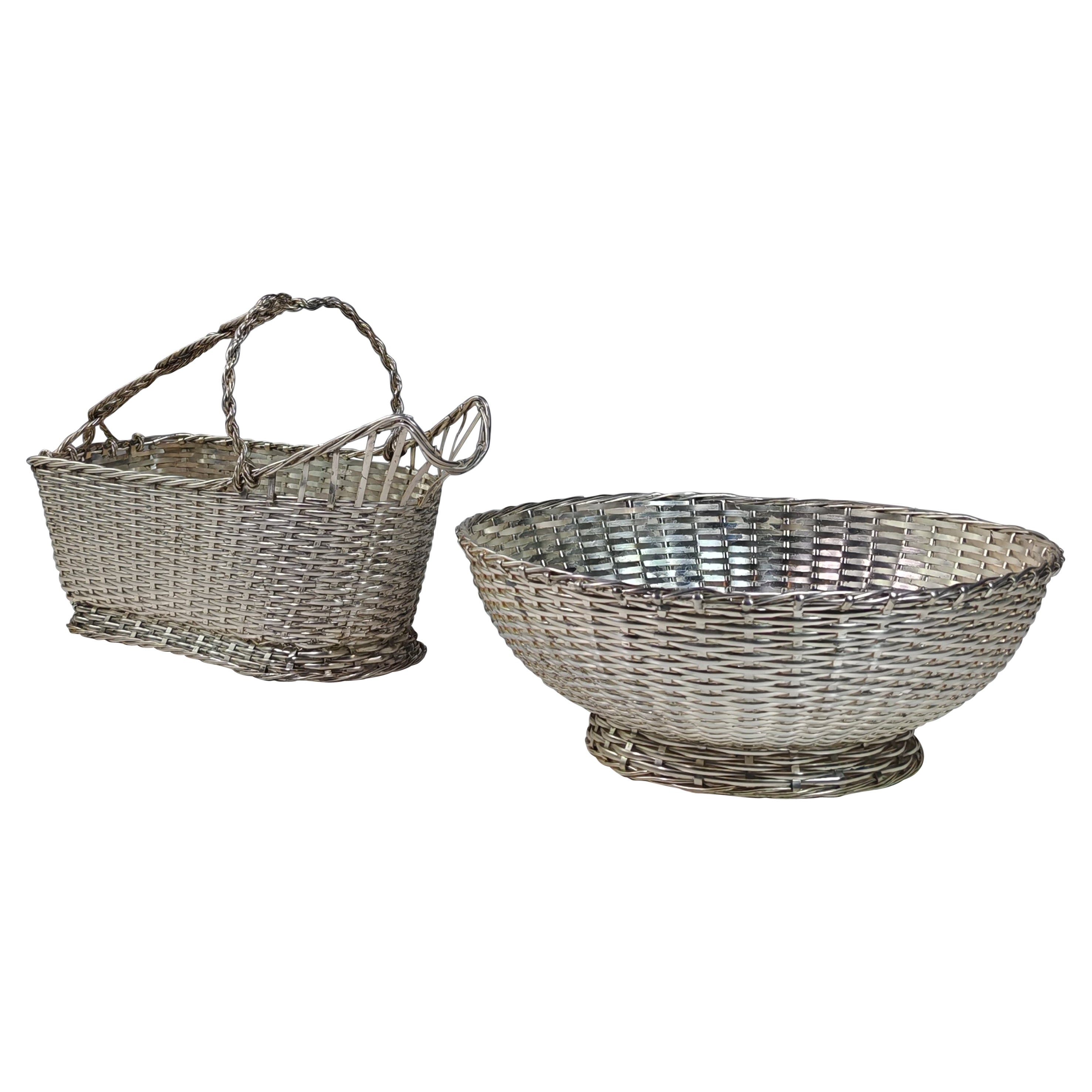 1950 Christofle Design France Portabotellas y cuenco de metal plateado