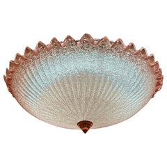 Large Mid-Century Modern Murano Glass Flush Mount in Graniglia Glass
