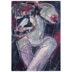 Wolfgang K.E. Lehman, artiste allemand. médias mixtes, papier. Le nu expressionniste