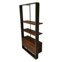 Baxter of Italy "Bourgeois" Bookcase Display Unit - In Canaletto Walnut/ Leather