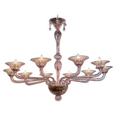 Modern Lavender Colored Blown Murano Glass Chandelier with 10 Arms