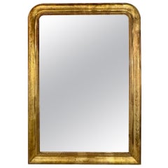 Specchio Louis Philippe d'oro del XIX secolo con motivo floreale