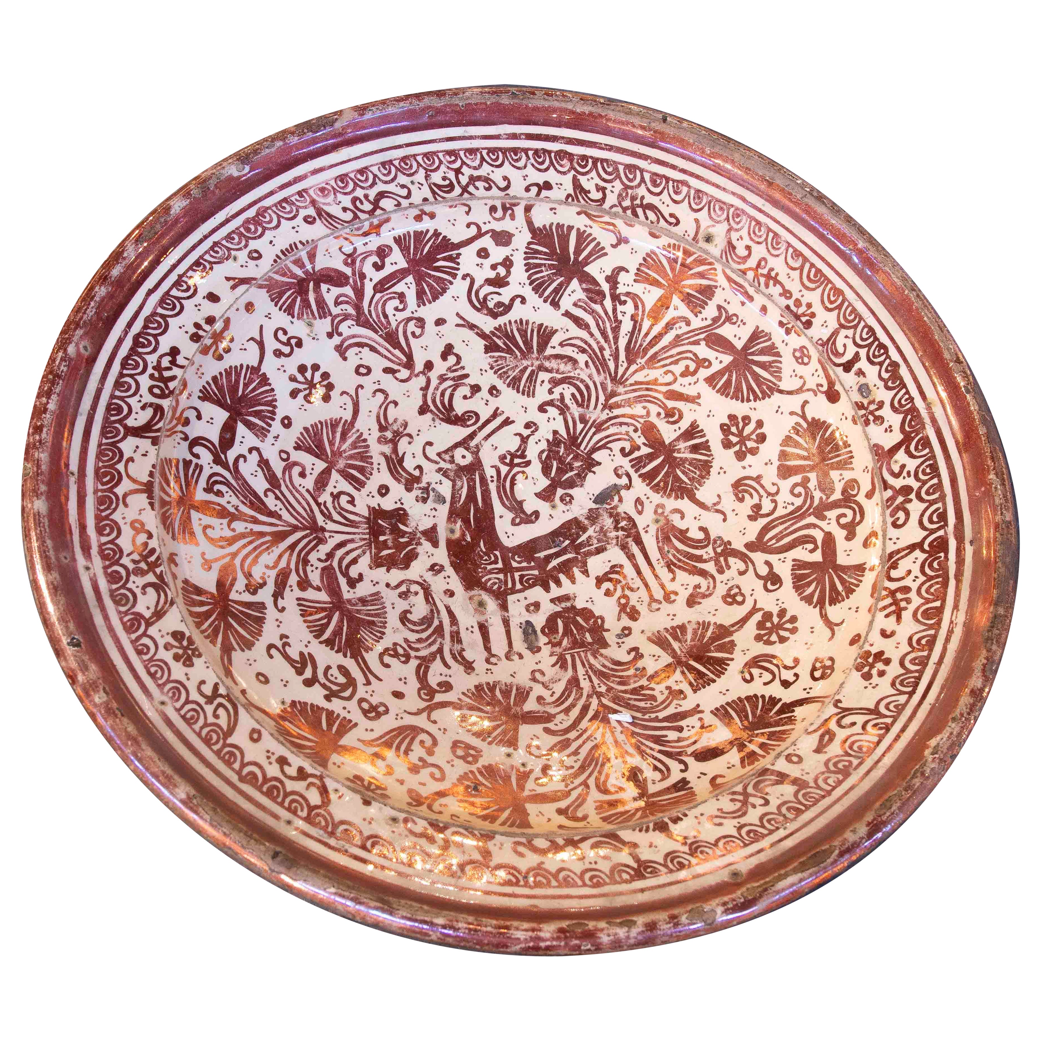 Piatto in ceramica a lustro di Valencia del XVIII secolo