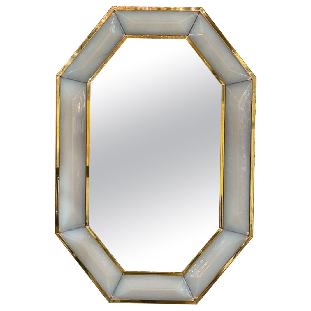 Miroir octogonal opalescent de Murano en vente