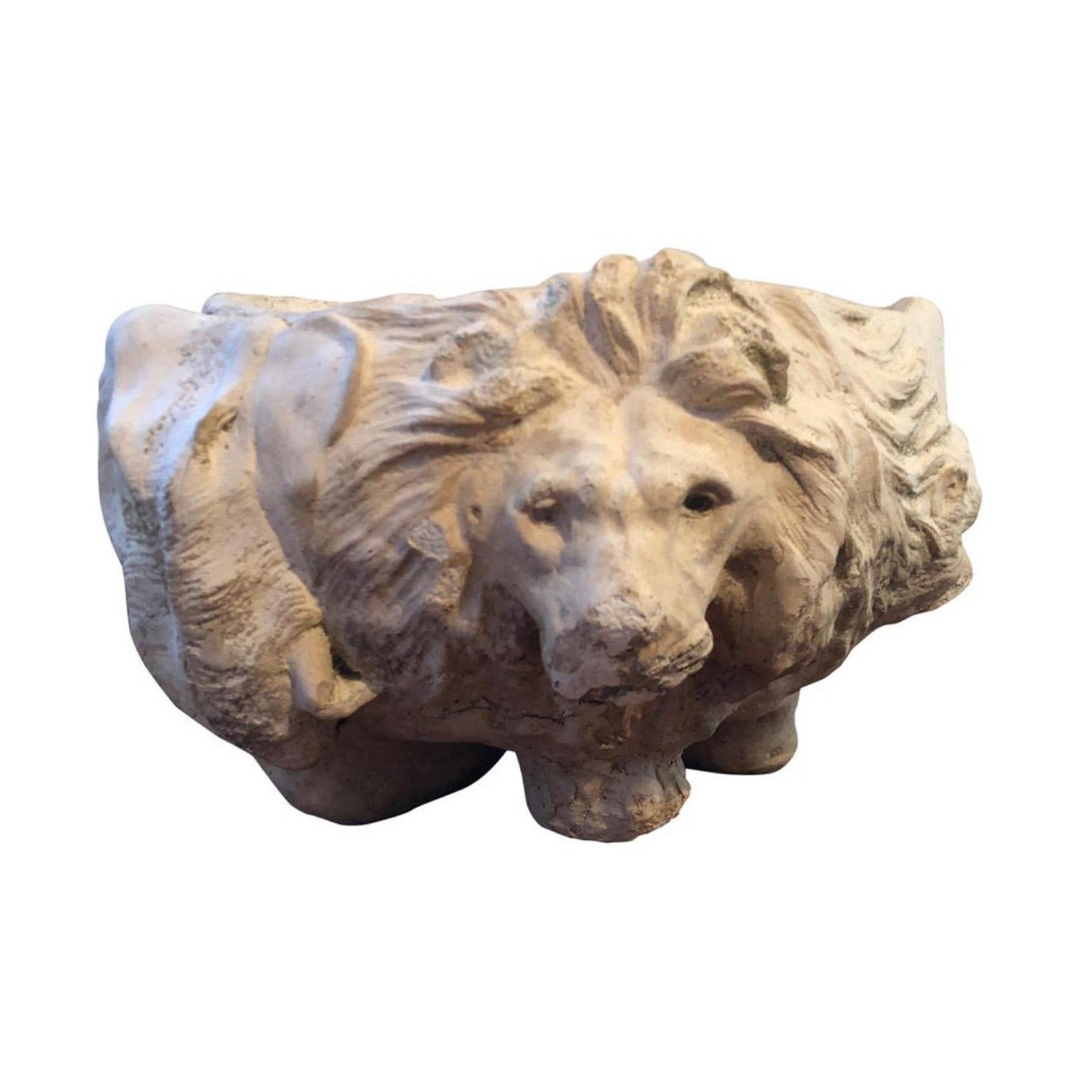 Vasetto/giardiniera in pietra in stile Genryusai Seiya - "Animali" zoomorfi con leone