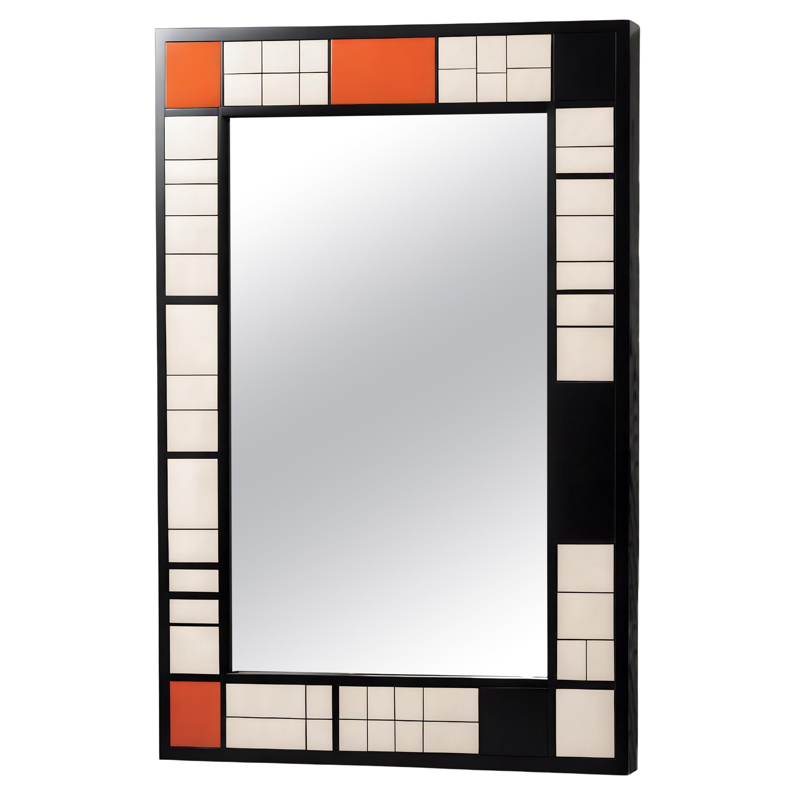 Specchio da parete DS ispirato a De Stijl, realizzato a mano da Artisanal