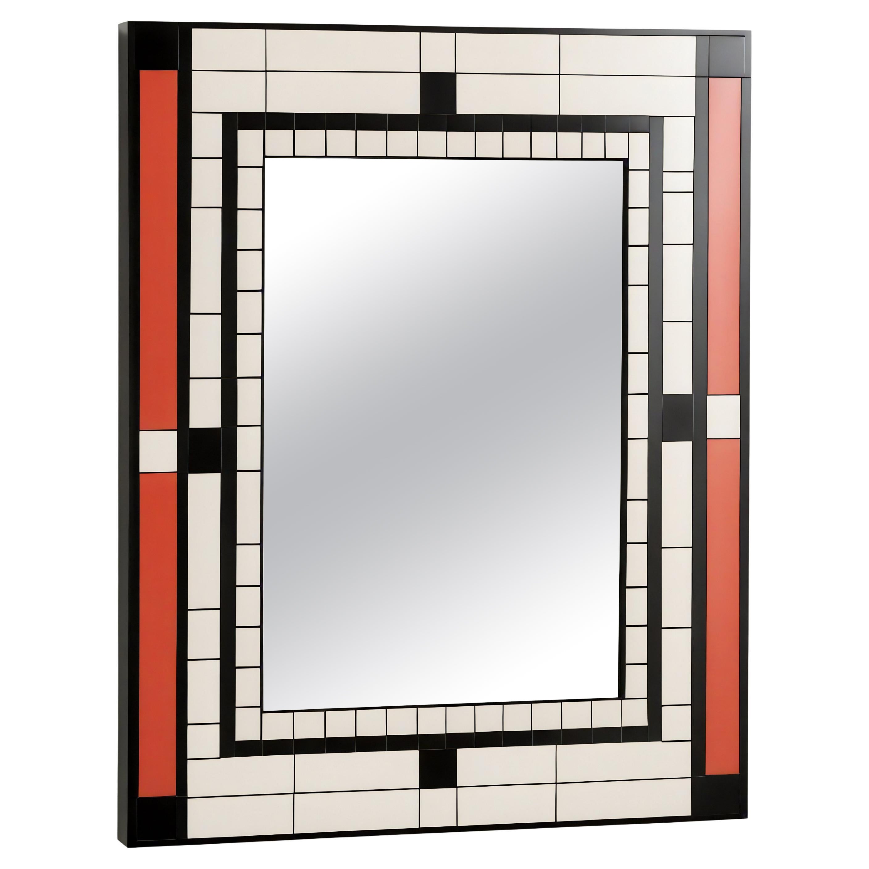 Miroir mural inspiré par De Stijl, fabriqué à la main par Artisanal