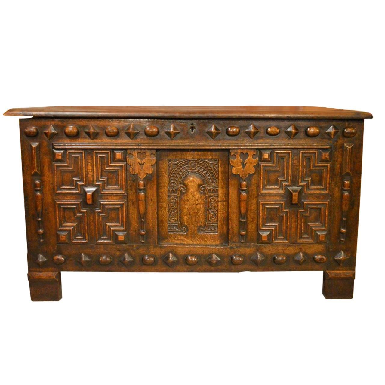 Oak Jacobean Period Antique Coffer