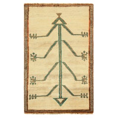 Tappeto persiano vintage Gabbeh beige con motivo geometrico  Rug & Kilim