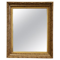 19th Century French Louis Philippe Giltwood Wall Mirror with Foliage Motifs