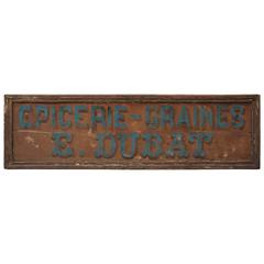 Vintage French Local Greengrocery Seeds Shop Wood Sign, 1930s