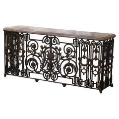 18th Century French Stone Top Painted and Gilt Wrought Iron Console Table