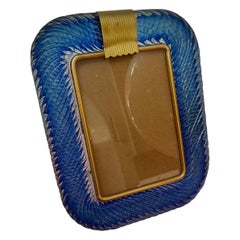 Barovier Toso Murano Blau Farbe Kunstglas Midcentury Bilderrahmen, 1990