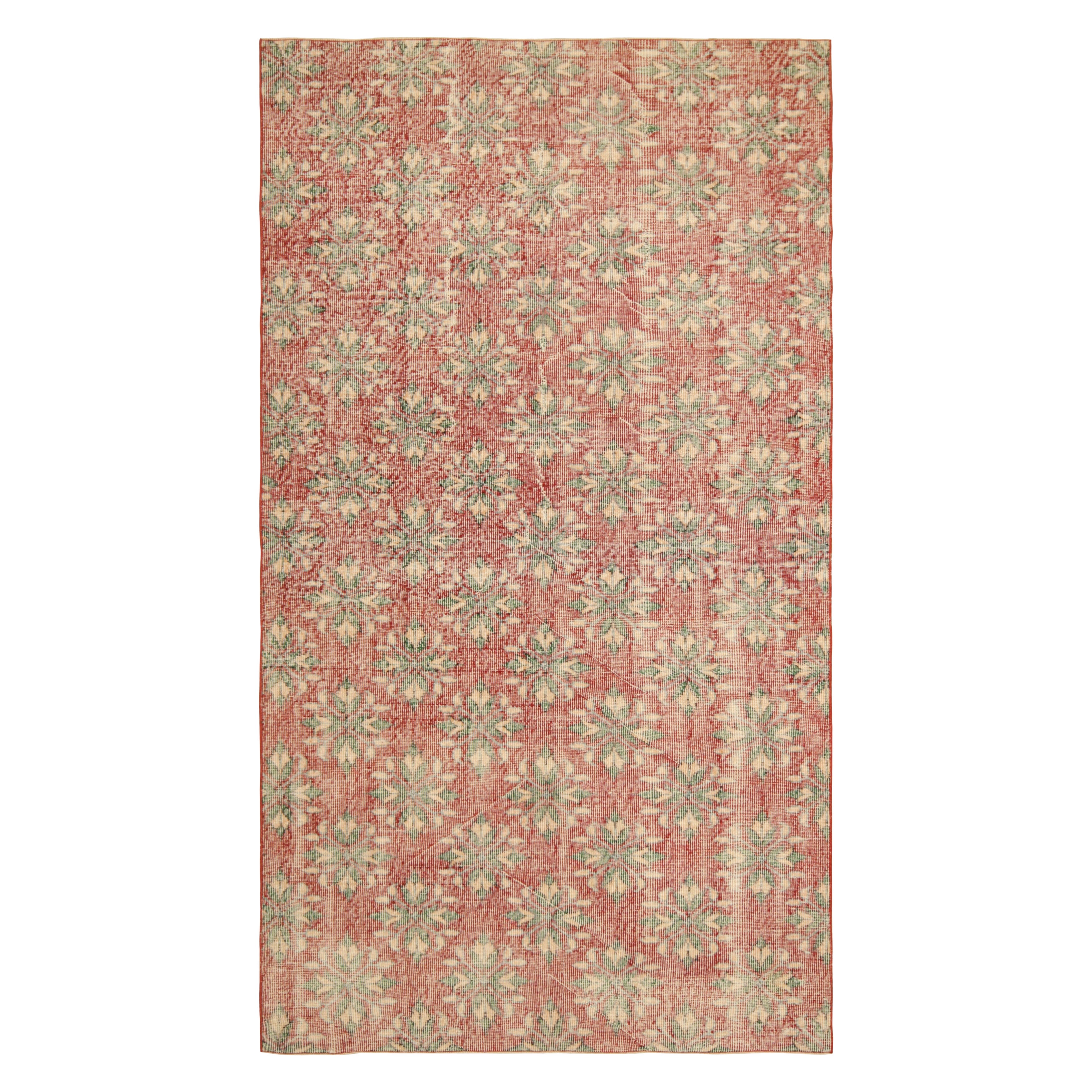 Vintage Zeki Müren Rug in Red with Geometric-Floral Patterns  Rug & Kilim