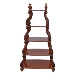 Vintage 5-Tier Carved Walnut Etagere Shelf/Bookcase