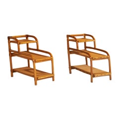 Amerikanische Designerin, Beistelltische, Bambus, Rattan, Schilfrohr, USA, 1950er Jahre
