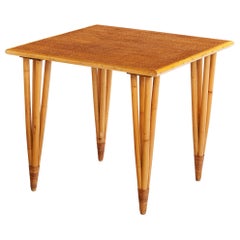 Amerikanischer Designer, Beistelltisch, Bambus, Rattan, Schilfrohr, USA, 1950er Jahre