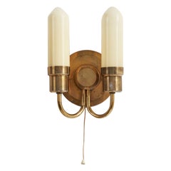 Austrian Designer, Wall Light, Brass, Glass, Austria, 1950s