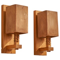 Leif Wikner, Wall Lights, Pine, Sweden, 1970s