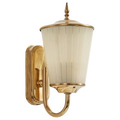 Austrian Designer, Wall Light, Brass, Glass, Austria, 1950s