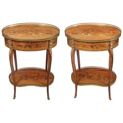 True Pair of Gilt Bronze-Mounted Marquetry Tables, circa 1840