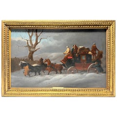Charles Cooper Henderson "Coach in Snow" Oil On Canvas - Exhibition Labels