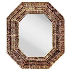 Vintage Coastal Wrapped Rattan Octagon Mirror