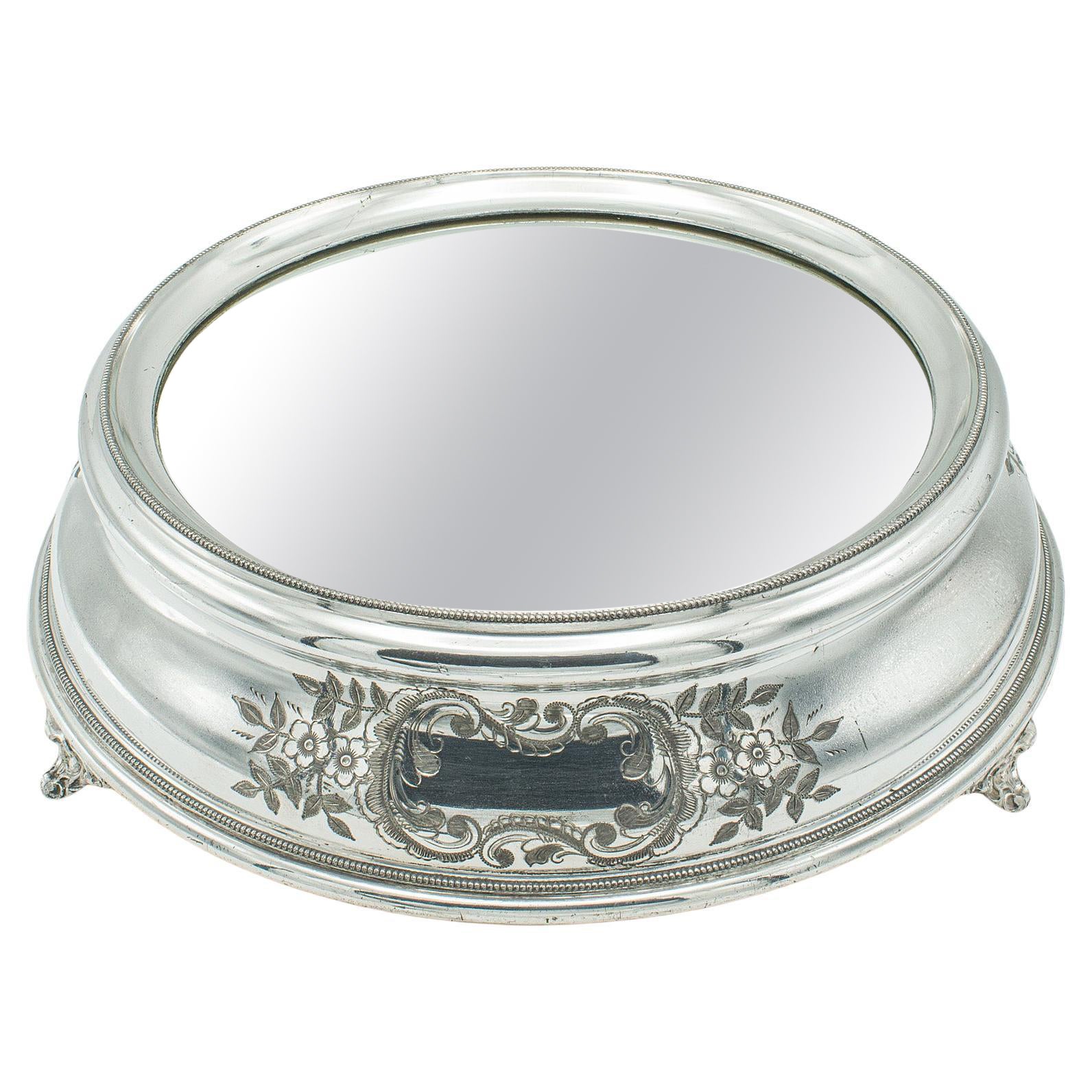 Expositor de Tartas Antiguo con Espejo, Plateado, Minorista, Boda, Eduardiano en venta