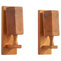Bengt Slöjdare, Wall Lights, Pine, Sweden, 1970s