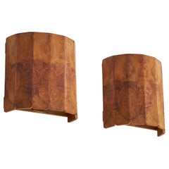 Swedish Designer, Wall Lights, Pine, Sweden, 1970s