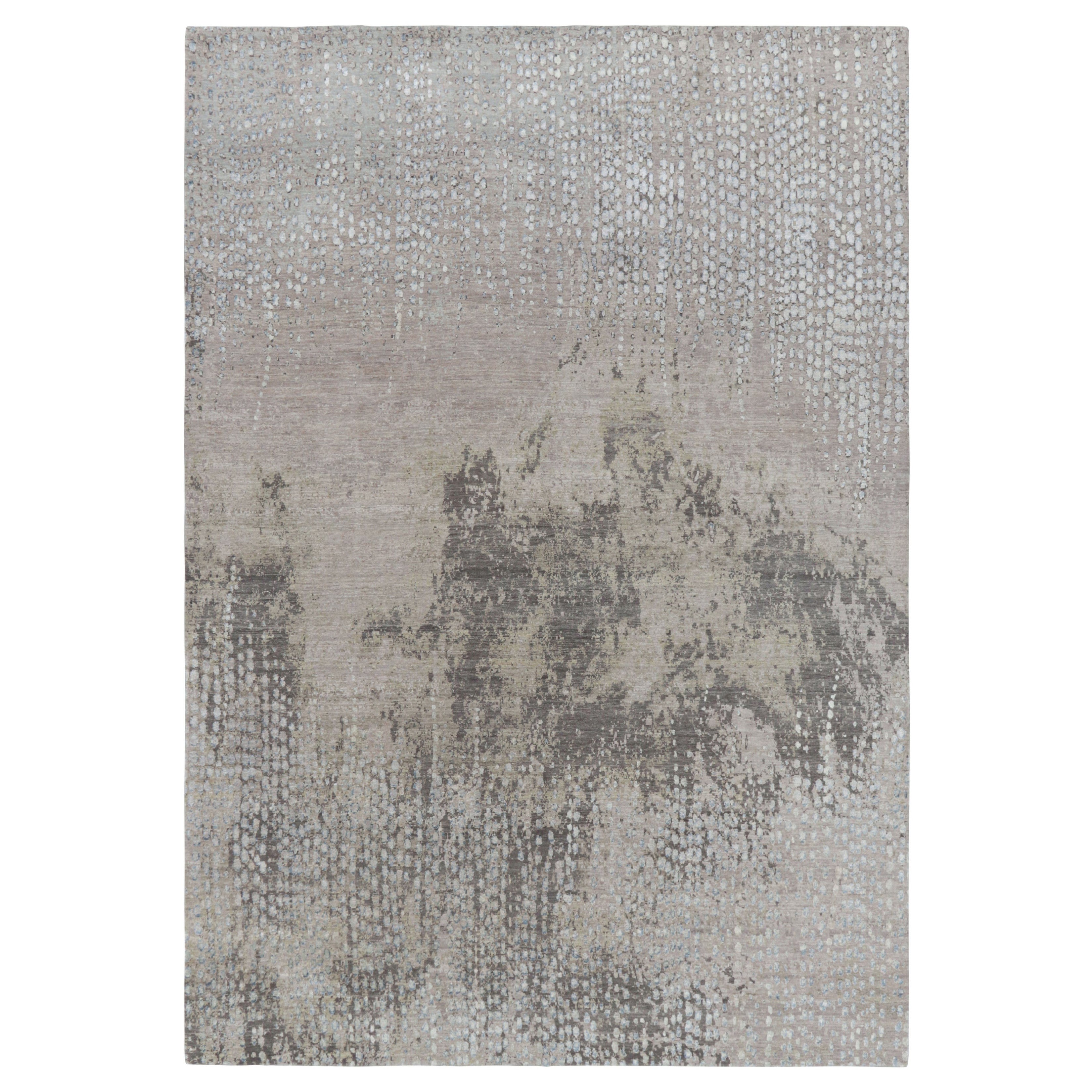 Rug & Kilim’s Oversized Contemporary Abstract Rug in Gray and Beige-Brown Tones