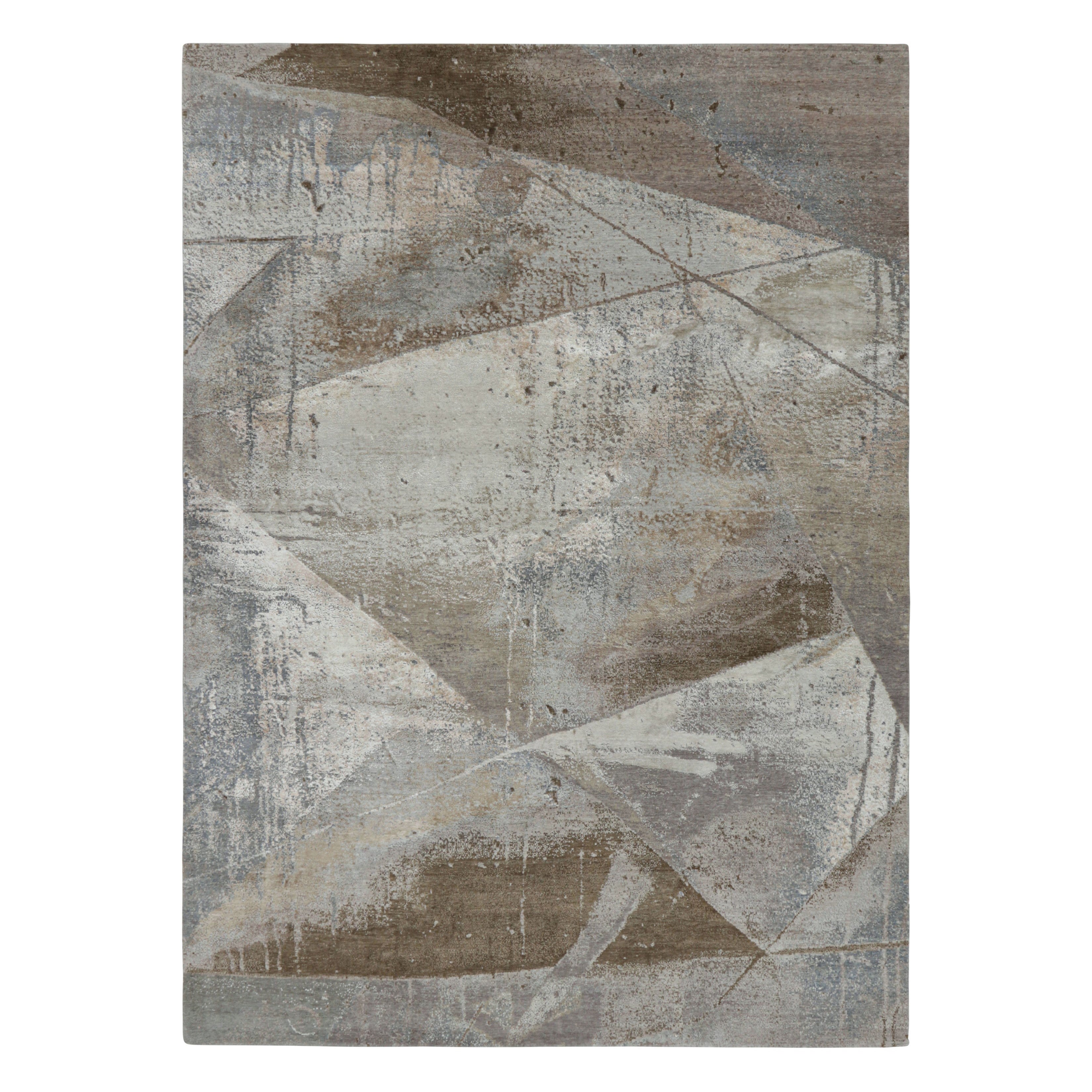 Rug & Kilim’s Oversized Contemporary Abstract Rug in Gray and Beige-Brown Tones