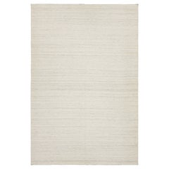 12 x 15 Modern Flatweave Wool rug Handmade In Ivory With Stiped Design
