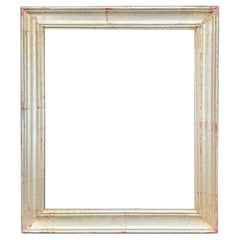 Cadre d'art européen rectangulaire en bois doré à la feuille d'argent