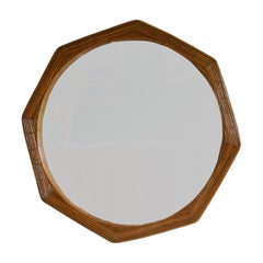 Octagonal Shaped Wall Mounted Mirror, Handcrafted with Pencil Reed Rattan