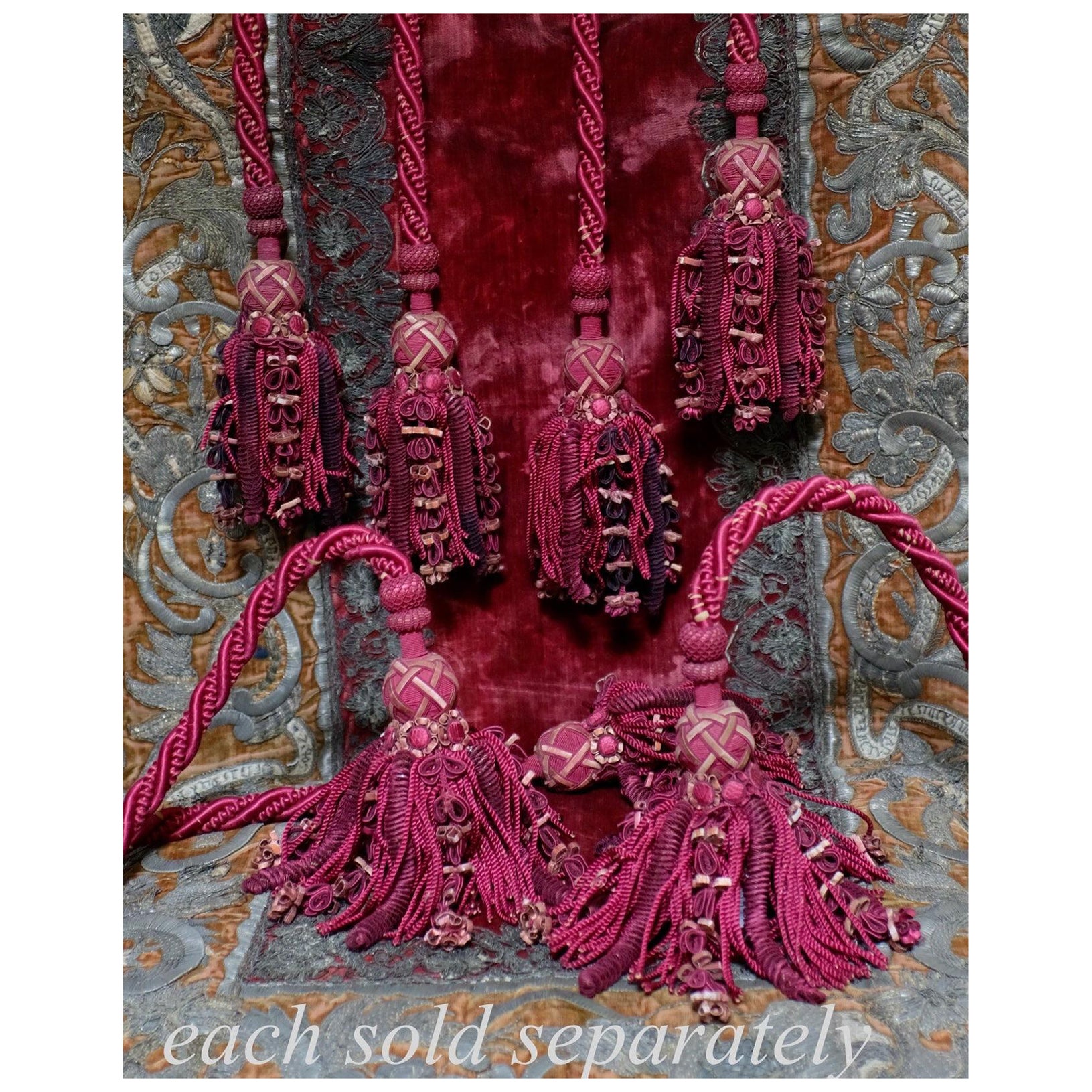 Antique Tassel Tiebacks French Silk Passementerie