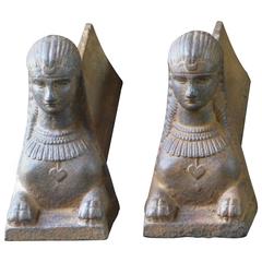 19th Century French Sphinx Andirons, Firedogs