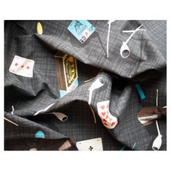 Used Mid-Century Modern Fabric by the French Painter/Photographer Jean Clemmer