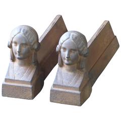 Antique 19th Century French Andirons, Firedogs