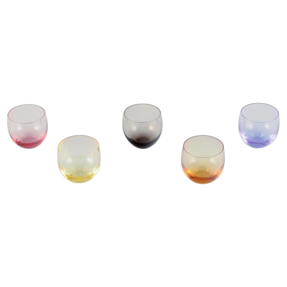 Moser, Karlsbad, Czech Republic. Set of five colored water glasses.