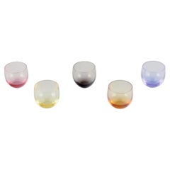 Moser, Karlsbad, Czech Republic. Set of five colored water glasses.