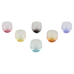 Moser, Karlsbad, Czech Republic. Set of six colored water glasses.