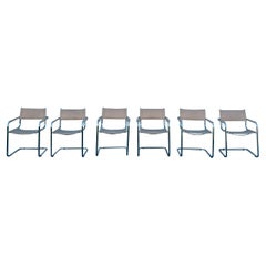 Chaises tubulaires chromées de style Marcel Breuer en cuir beige, lot de 6
