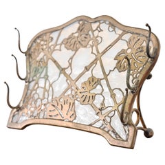 Tiffany Studios New York Grapevine Pattern Bronze Doré and Slag Glass Pen Rack