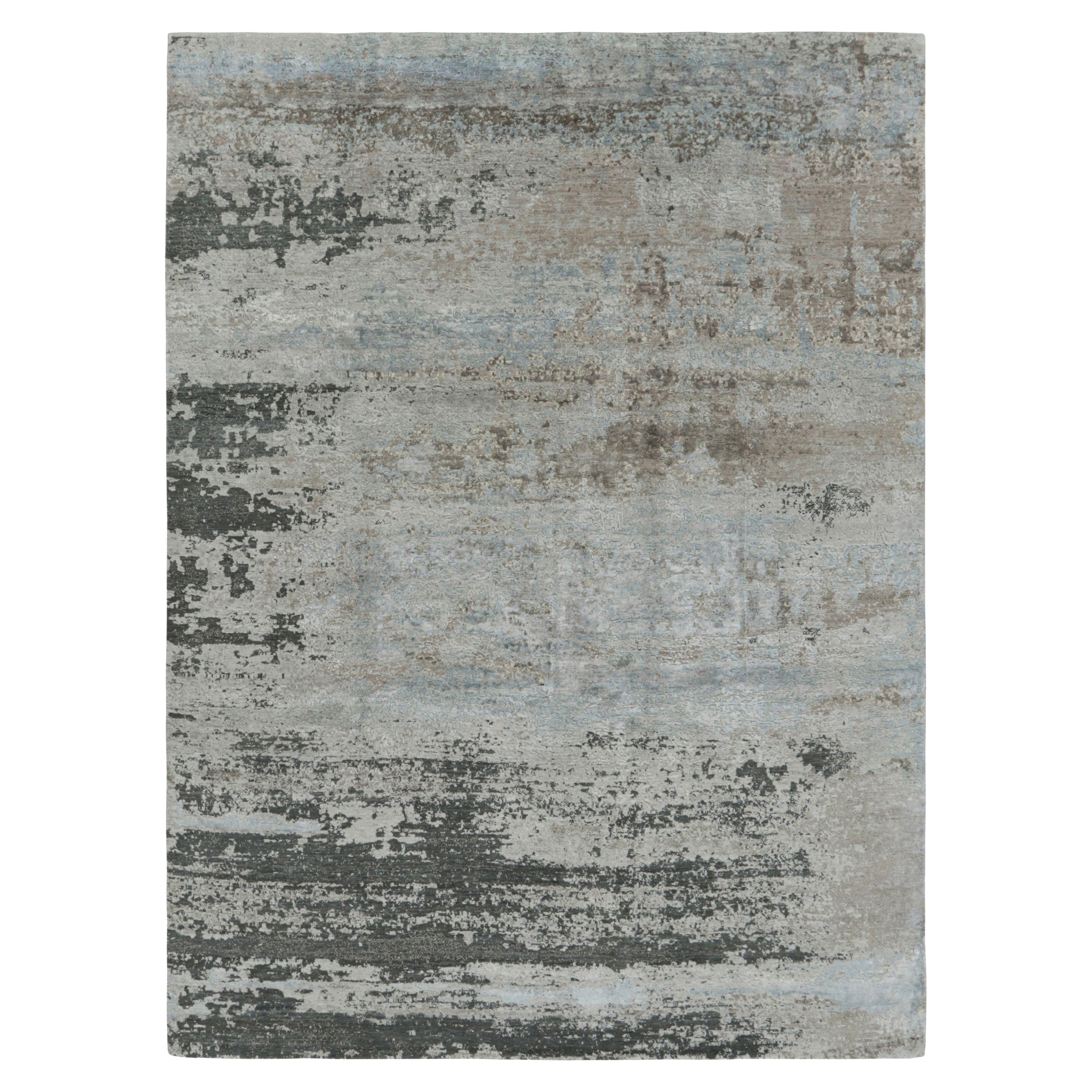 Rug & Kilim’s Contemporary Abstract Rug in Gray, Blue and Brown Tones