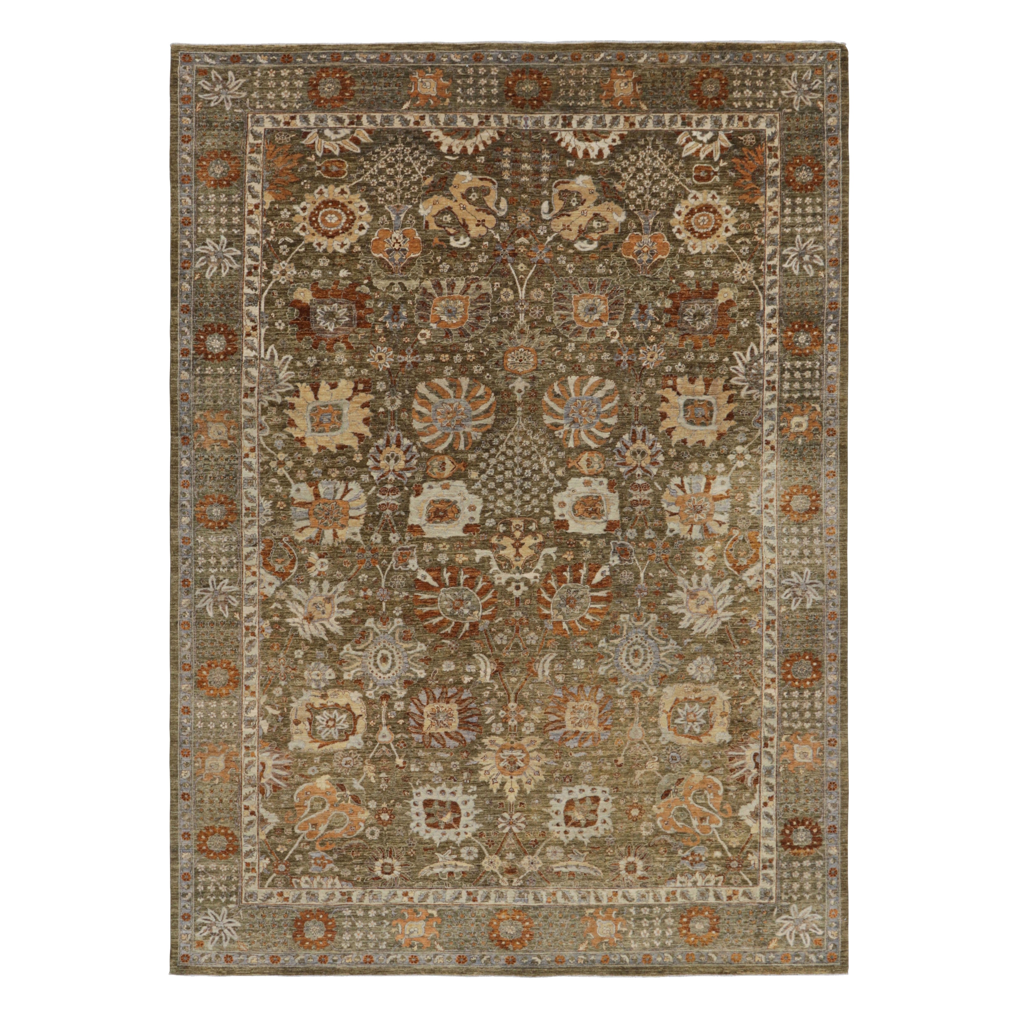 Rug & Kilim’s Oushak Style Rug in Beige-Brown with Floral Patterns