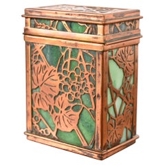 Tiffany Studios New York Grapevine Bronzo e vetro scoria Doppia scatola per biglietti da visita